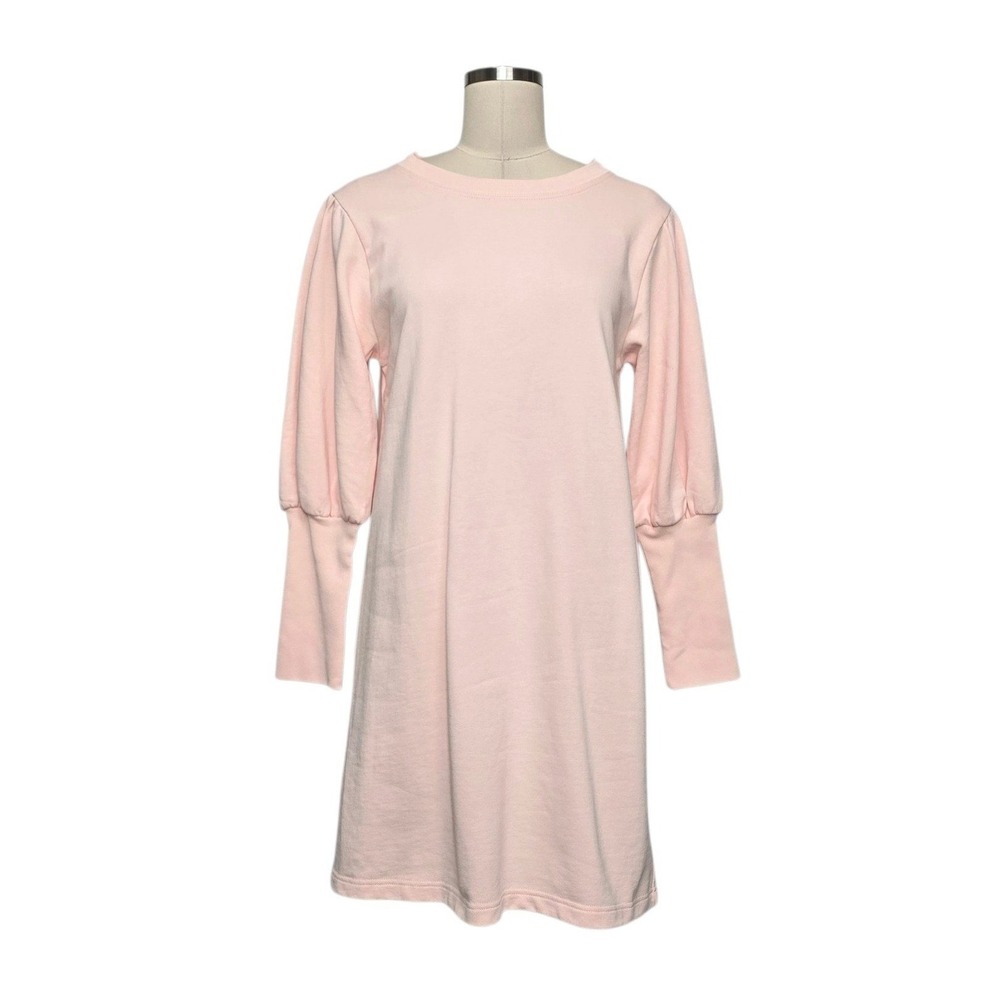 J.Crew Pink French Terry Puff Sleeve Sweatshirt Dress Women's Size XS BA957 NEW
